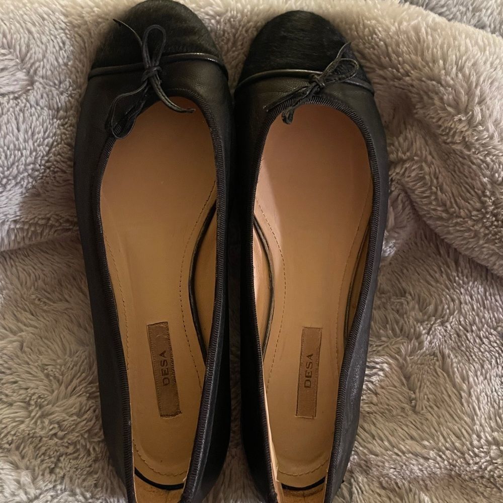 Desa black leather ballet flats, Sz 38 EU